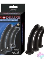 Three graduated curved silicone dildos from the Trio Deluxe Training Kit in black by Nasstoys