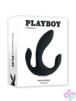 Triple Threat multi-play rabbit vibrator in black silicone by Playboy Pleasure