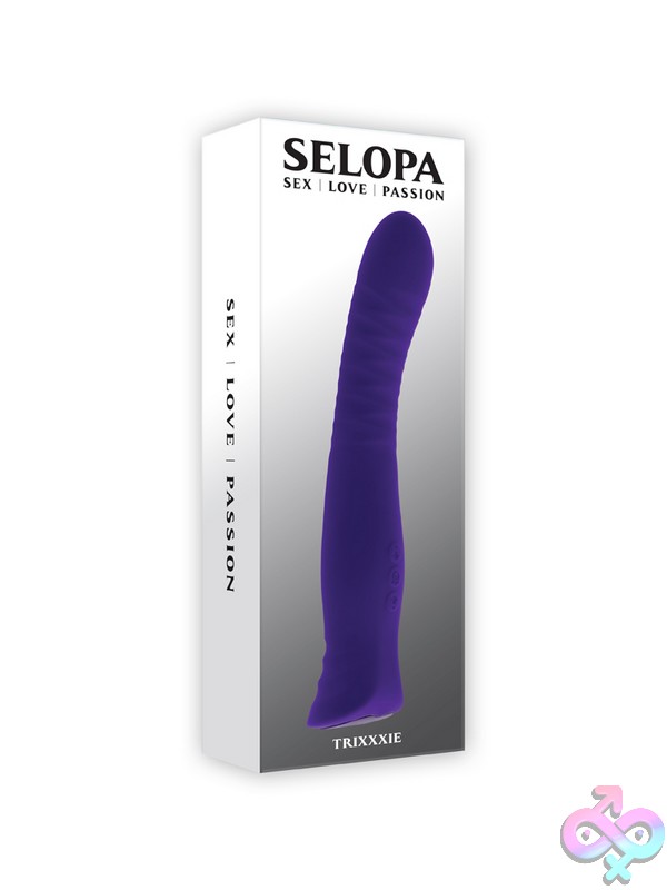 Discreet-Toys-Trixxxie-Nu-Sl-Rs-5223-2 Deeply Textured Purple G-Spot Vibrator With Flexible Arched Shaft By Selopa