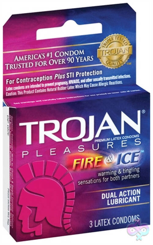 Trojan Condoms Sex Toys - Trojan Fire and Ice Dual Action Lubricated Condoms - 3 Pack