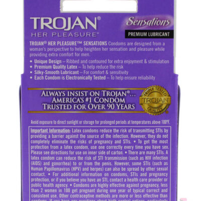 Trojan Her Pleasure Sensations Lubricated Condoms 3 Pack by Trojan Condoms