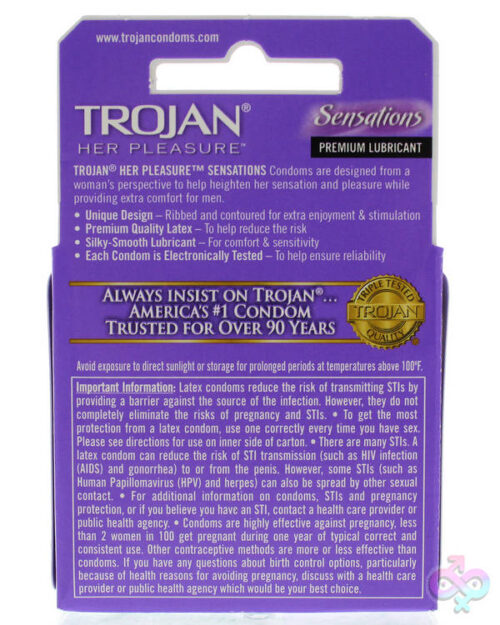 Trojan Condoms Sex Toys - Trojan Her Pleasure Sensations Lubricated  Condoms - 3 Pack