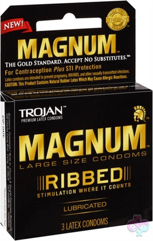 Trojan Condoms Sex Toys - Trojan Magnum Ribbed - 3 Pack