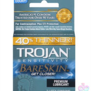 Trojan Condoms Sex Toys - Trojan Sensitivity Bareskin Lubricated  Condoms - 3 Pack