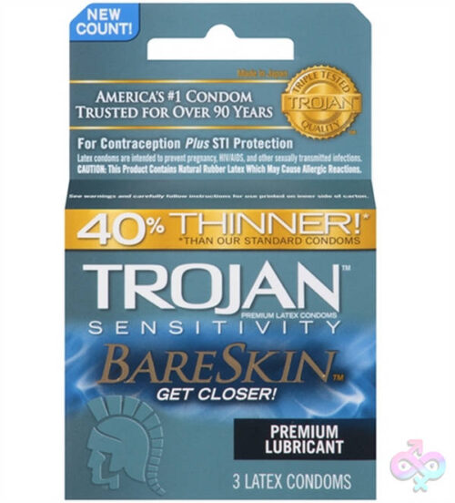 Trojan Condoms Sex Toys - Trojan Sensitivity Bareskin Lubricated  Condoms - 3 Pack