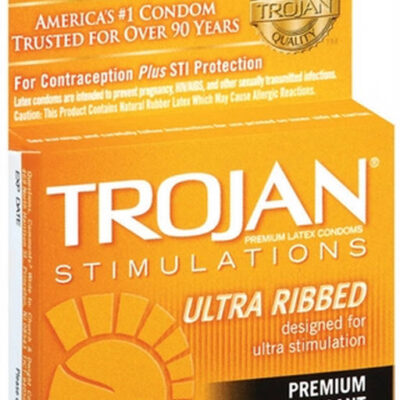 Trojan Condoms Sex Toys - Trojan Stimulations Ultra Ribbed Lubricated Condoms - 3 Pack