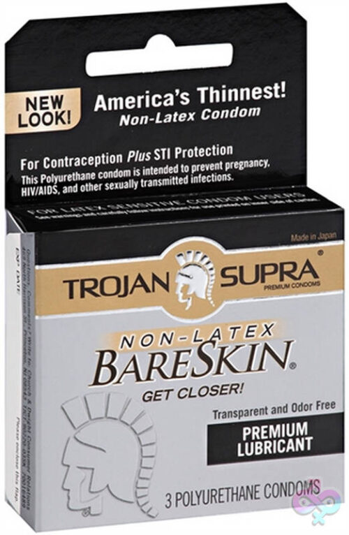 Trojan Condoms Sex Toys - Trojan Supra Bareskin Polyurethane - 3 Pack