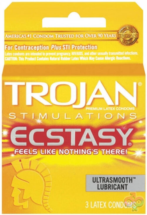 Trojan Condoms Sex Toys - Trojan Ultra Ribbed Ecstasy - 3 Pack