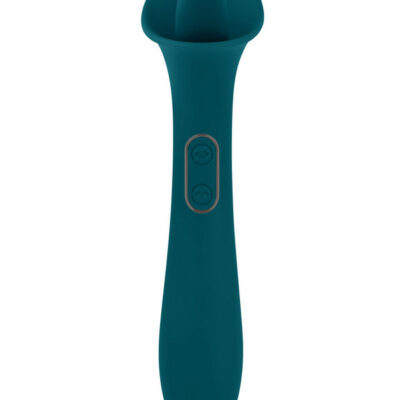 True Indulgence Vibrator Deep Teal by Playboy Pleasure dual-end tongue stroking rechargeable