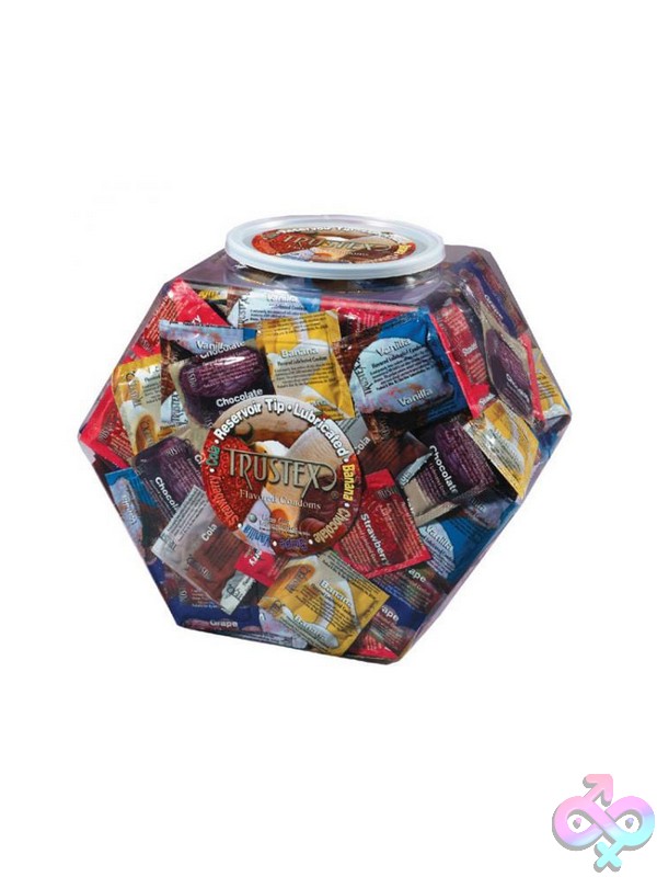 Discreet-Toys-Trustex-Assorted-Flavored-Condoms-288Pc-Bowl-Nu-L1050B 288-Piece Assorted Flavored Latex Condom Display Bowl In Multi-Color Variety By Trustex