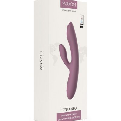 Svakom Trysta Neo Romantic Rose app-controlled rabbit vibrator in purple by Svakom