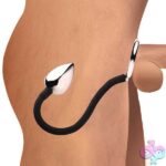 Tug Plus Plug Cock and Ball Ring With Anal Plug - Black - Image 5