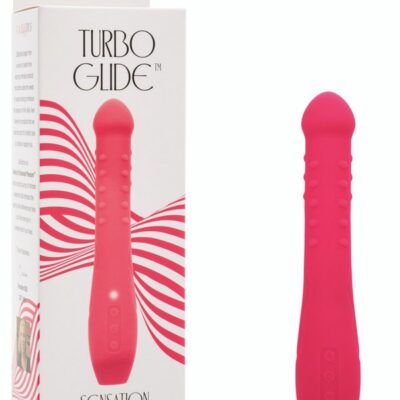 Turbo Glide Sensation slender textured pink silicone g-spot wand by California Exotic Novelties