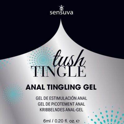 Clear single-use anal stimulation gel packet with warming tingle formula by Sensuva