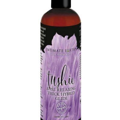 Tushie Hybrid Anal Relax Glide 4 oz red bottle by Intimate Earth