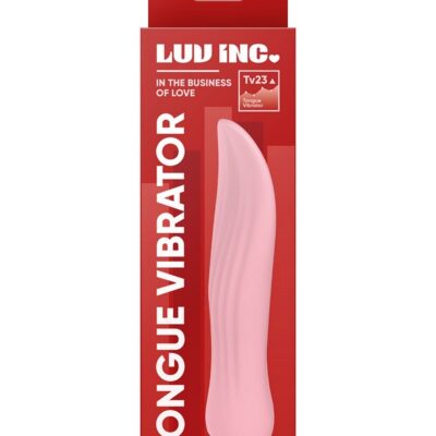 Pink tongue-shaped vibrator with silicone tip by Luv Inc