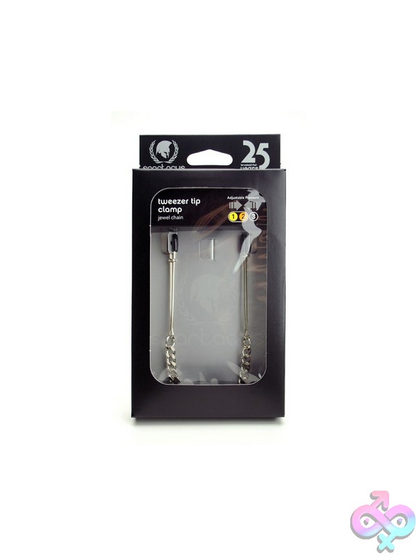 Discreet-Toys-Tweezer-Clamp-Jewel-Chain-Adj-Nu-Spf-47 Adjustable Silver Metal Tweezer Clamps With Jewel Chain By Spartacus