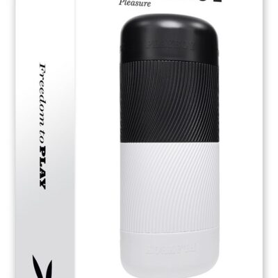 Twisted double-sided stroker in white body-safe TPE canister by Playboy Pleasure