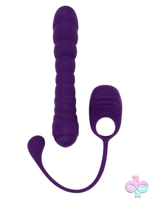 Twisted Playground Vibrator With C-Ring Anal Tail – Purple - Image 3
