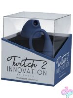 Twitch 2 suction and flapping clitoral stimulator with remote control insertable egg in blue silicone by Shots Toys