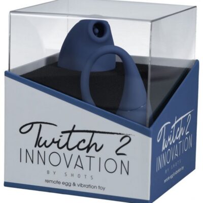 Twitch 2 suction and flapping clitoral stimulator with remote control insertable egg in blue silicone by Shots Toys