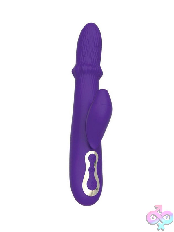 Discreet-Toys-Ultimate-Pro-Beaded-Thruster-Purple-Nu-Bff-9 Purple Beaded Thrusting Rabbit Vibrator With Suction Arm By Closet Collection