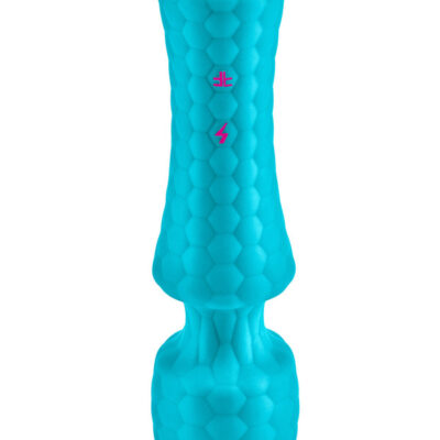 Ultra Wand Mini Turquoise compact wand vibrator by Femme Funn with flexible head and magnetic charging