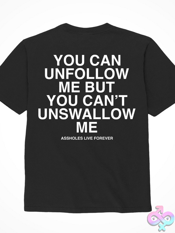 Discreet-Toys-Unfollow-Me--Shirt-Xl-Black-Nu-Dj0666-24Bu Bold Cheeky Slogan Graphic Tee In Black Cotton By Assholes Live Forever