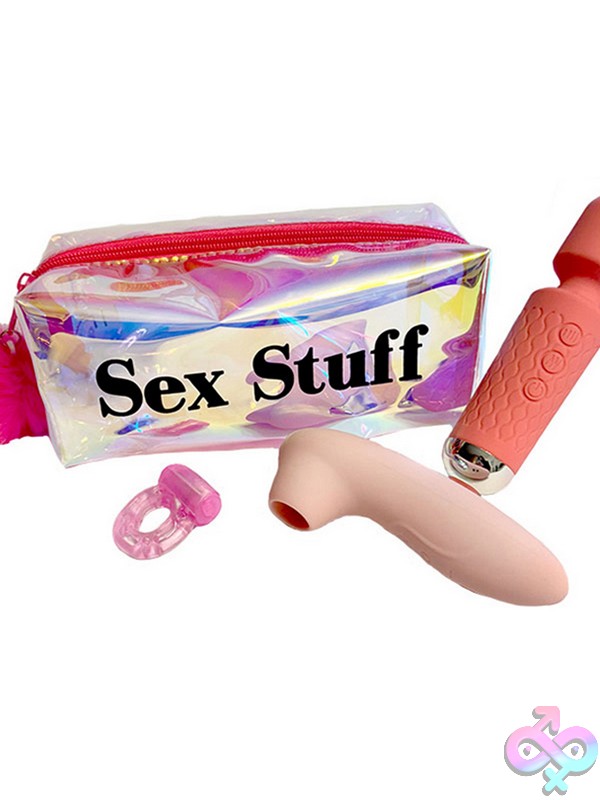 Discreet-Toys-Unique-Touch-Sex-Stuff-Set-Nu-Sb102-2 Unique Touch Sex Stuff 3-Piece Couples Toy Gift Set In Iridescent Pink Travel Pouch With Silicone Wand And Suction Vibrator