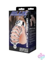 Silver metal urethral play cage with perineum extension by Blue Line Men