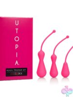 Three-piece graduated pink silicone kegel trainer set by Utopia