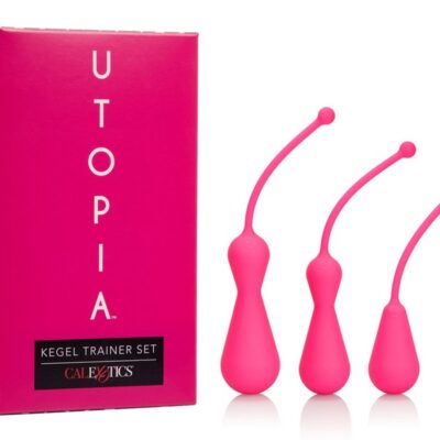 Three-piece graduated pink silicone kegel trainer set by Utopia