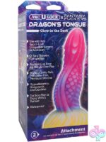 Scale-textured glow-in-the-dark dragon fantasy silicone dildo in pink by Doc Johnson