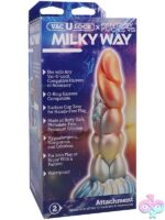 Milky Way multi-colored alien-inspired textured silicone dildo in blues, whites, and buttercream yellow by Doc Johnson