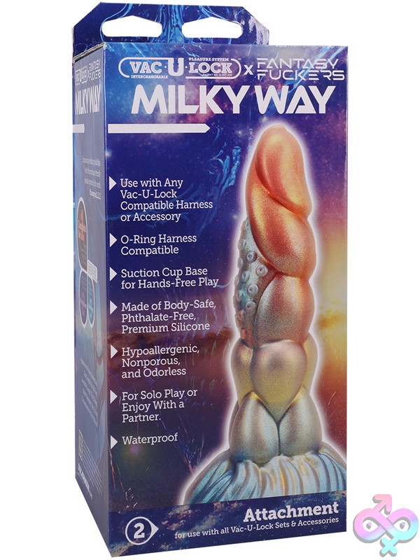 Discreet-Toys-Vac-U-Lock-X-Fantasy-Fuckers-Milky-Way-Multi-Colored-Nu-Dj1017-01Bx Milky Way Multi-Colored Alien-Inspired Textured Silicone Dildo In Blues, Whites, And Buttercream Yellow By Doc Johnson