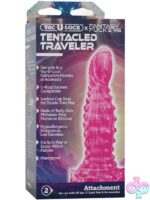 Sinuous textured fantasy silicone dildo in pink by Doc Johnson