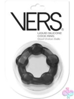 Black liquid silicone motion ball cock ring with 5 steel balls by Rascal Toys