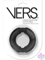 Black steel weighted cock ring in stretchy liquid silicone by Rascal Toys