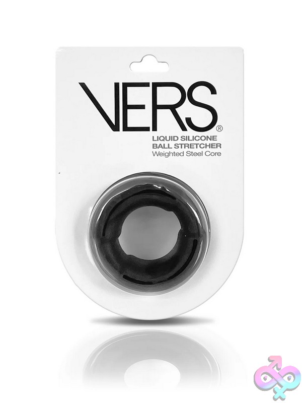 Discreet-Toys-Vers-Steel-Weighted-Stretcher-Nu-Vrs-2207 Black Steel And Silicone Weighted Ball Stretcher By Rascal Toys