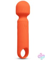compact rechargeable wand vibrator VibeFantasy 5 Lolly Wand in orange pink and purple
