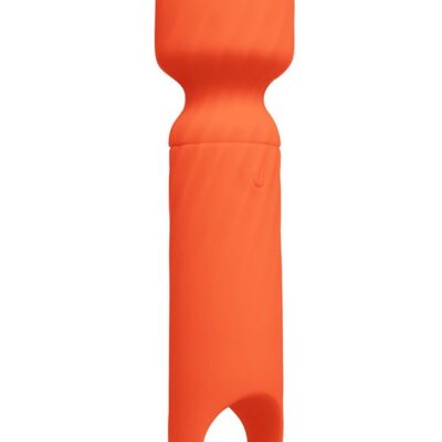 compact rechargeable wand vibrator VibeFantasy 5 Lolly Wand in orange pink and purple