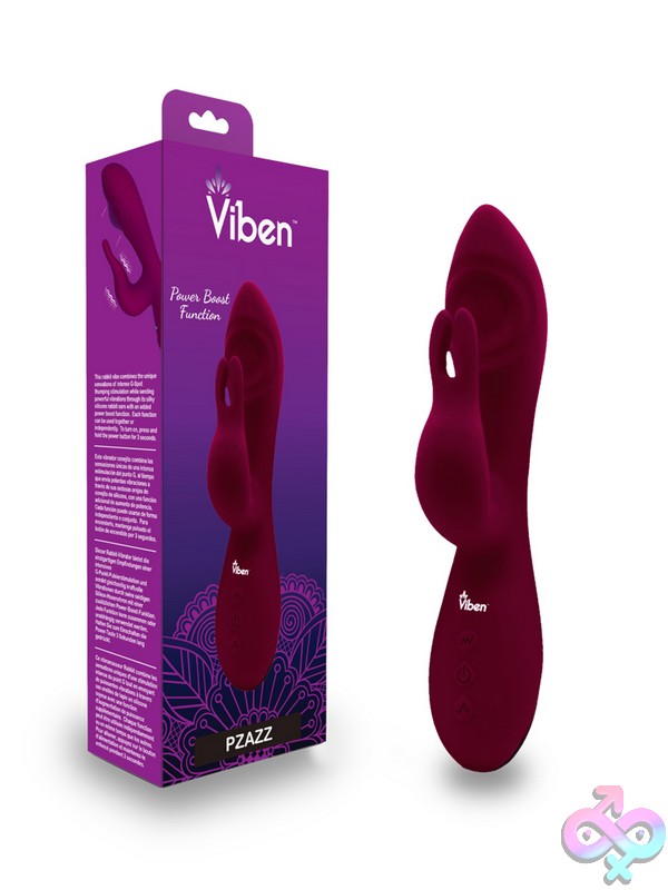 Discreet-Toys-Viben-Pzazz-G-Spot-Thumping-Rabbit-Ruby-Nu-Vb-75004 Ruby Red G-Spot Thumping Rabbit Vibrator With Dual Motors By Viben