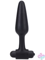 Tapered 5-inch vibrating butt plug in black health-grade silicone by Doc Johnson