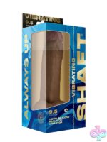 Curved vibrating realistic silicone dildo in oak with suction cup base and wireless remote by Shaft
