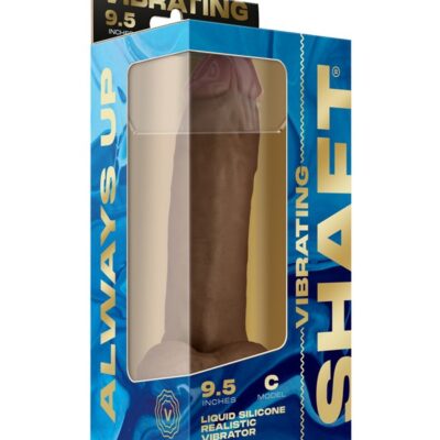 Curved vibrating realistic silicone dildo in oak with suction cup base and wireless remote by Shaft