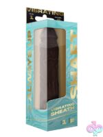 Vibrating realistic silicone penis extension sheath in mahogany by Shaft