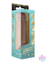 Vibrating FLEXSKIN silicone penis extension sheath in pine beige by Shaft