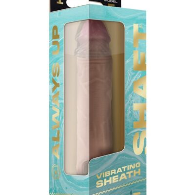 Vibrating FLEXSKIN silicone penis extension sheath in pine beige by Shaft
