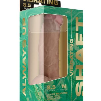 Curved realistic vibrating dildo in beige FLEXISKIN silicone with wireless remote by Shaft