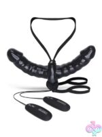 Vibrating Double-Ended Strap-On with Dual Remote Controls – Black - Image 2